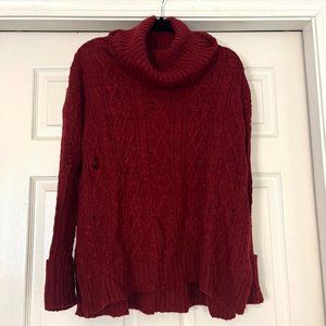 Free People crimson slouchy turtleneck sweater